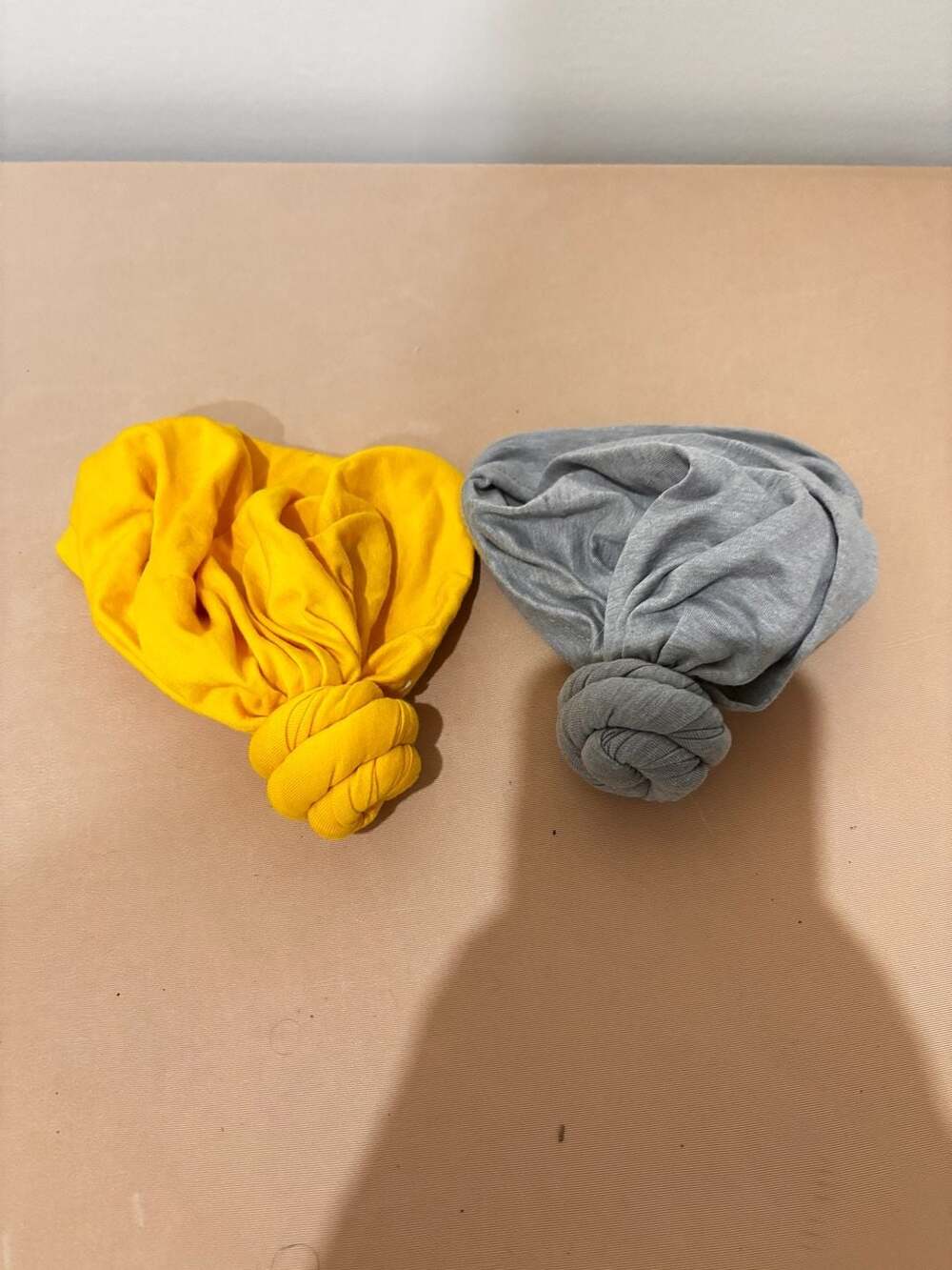 Baby Headband Top Knot Bow Head Wrap Yellow Gray Set 2 Piece